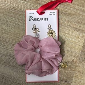 No Boundaries Pink Charm Scrunchie Set with Gold Accents